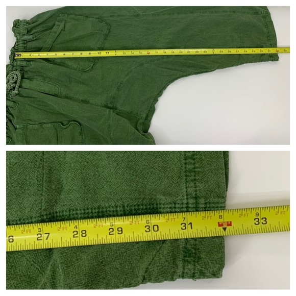 Free People Runyon Drop Crotch Cropped Wide Leg Oversized Green Pants Size XS - Picture 15 of 16
